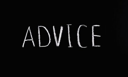 advice lettering text on black background